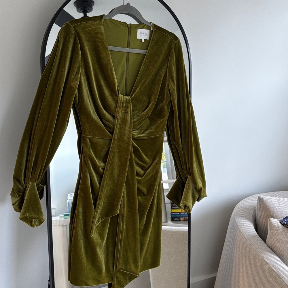 One33 Social Velvet Olive Long Sleeve Dress